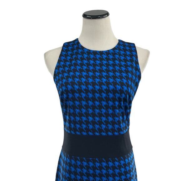 Michael Michael Kors Panzano Band Amalfi Blue Houndstooth Dress 8 - Picture 4 of 10